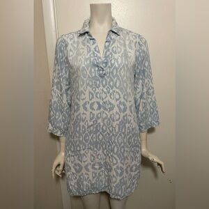 Karlie Size M Women’s Blue  tunic top animal print / ikat pockets pullover